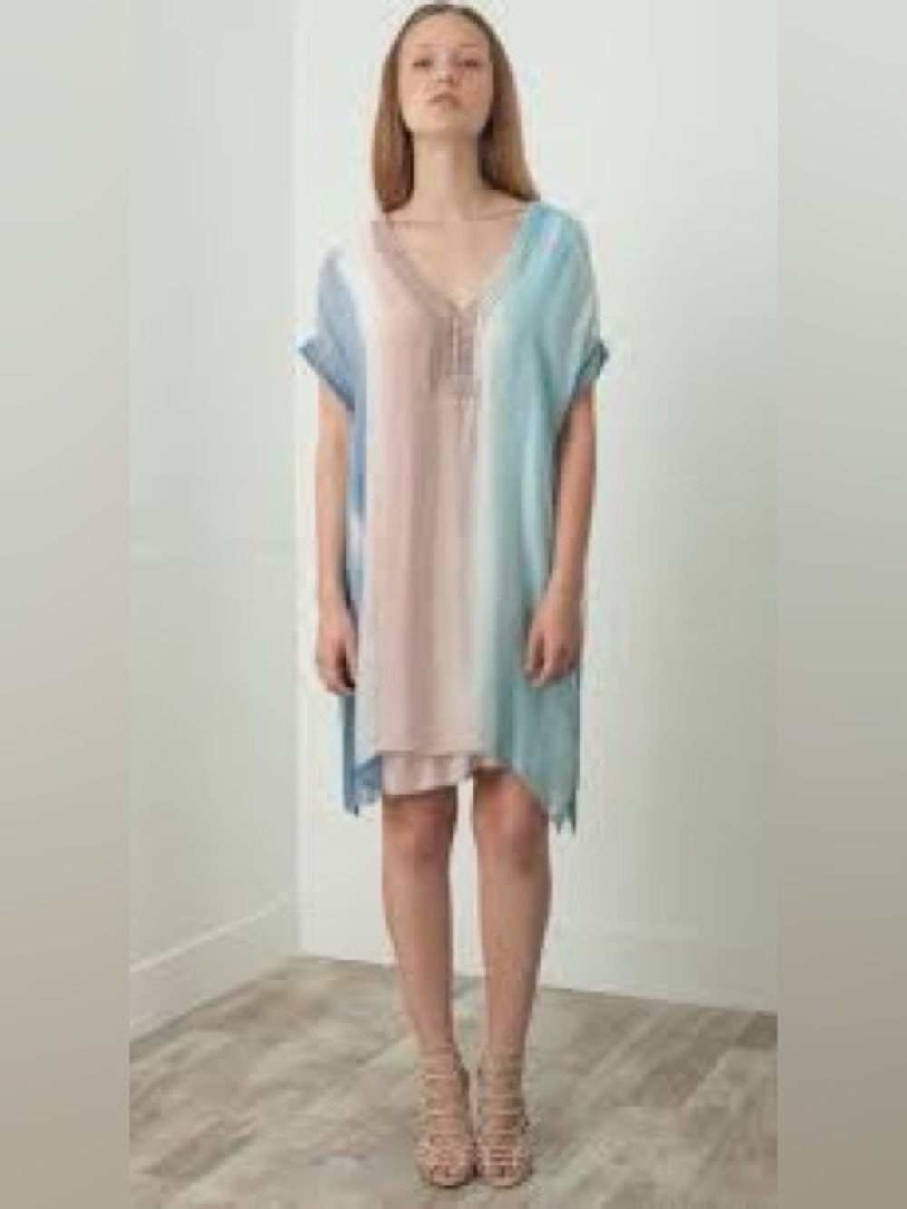 M Made in Italy‎ L Ombré Crochet Kaftan Tunic Dress